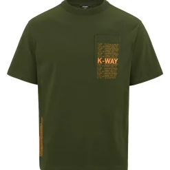 Polos & T-Shirts>K-WAY Fantome Lettering Green Cypress