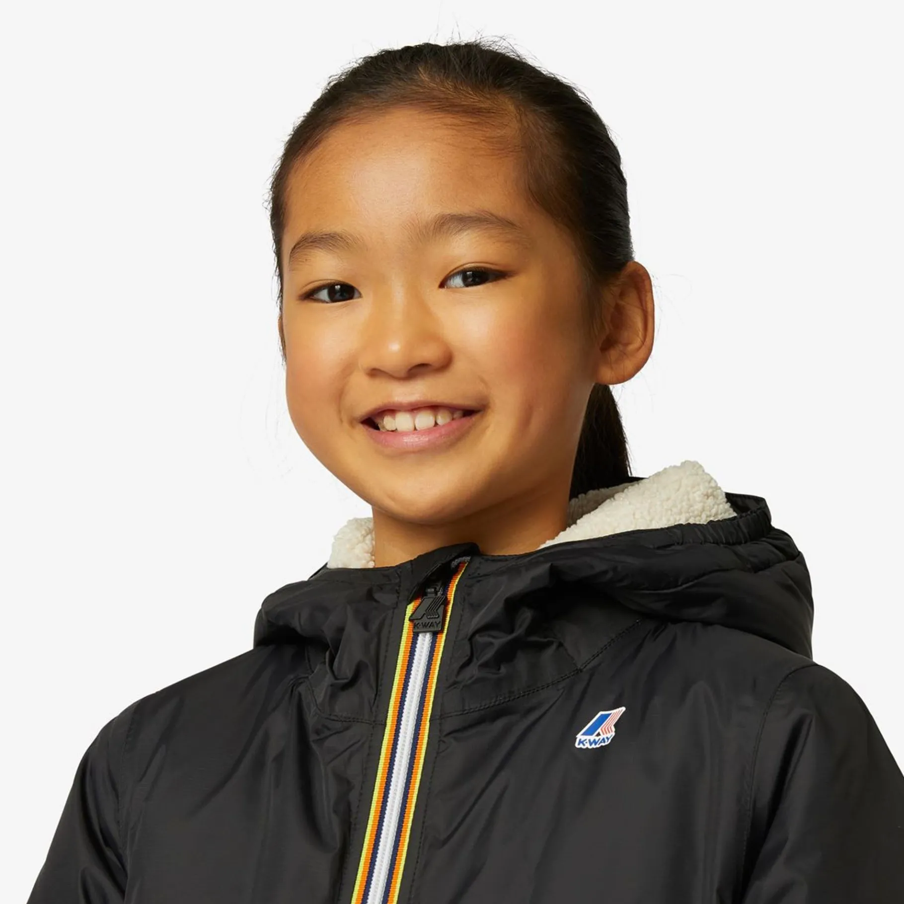 Vestes & Blousons>K-WAY Le Vrai 3.0 Claude Orsetto Kids Ecru - Black Pure