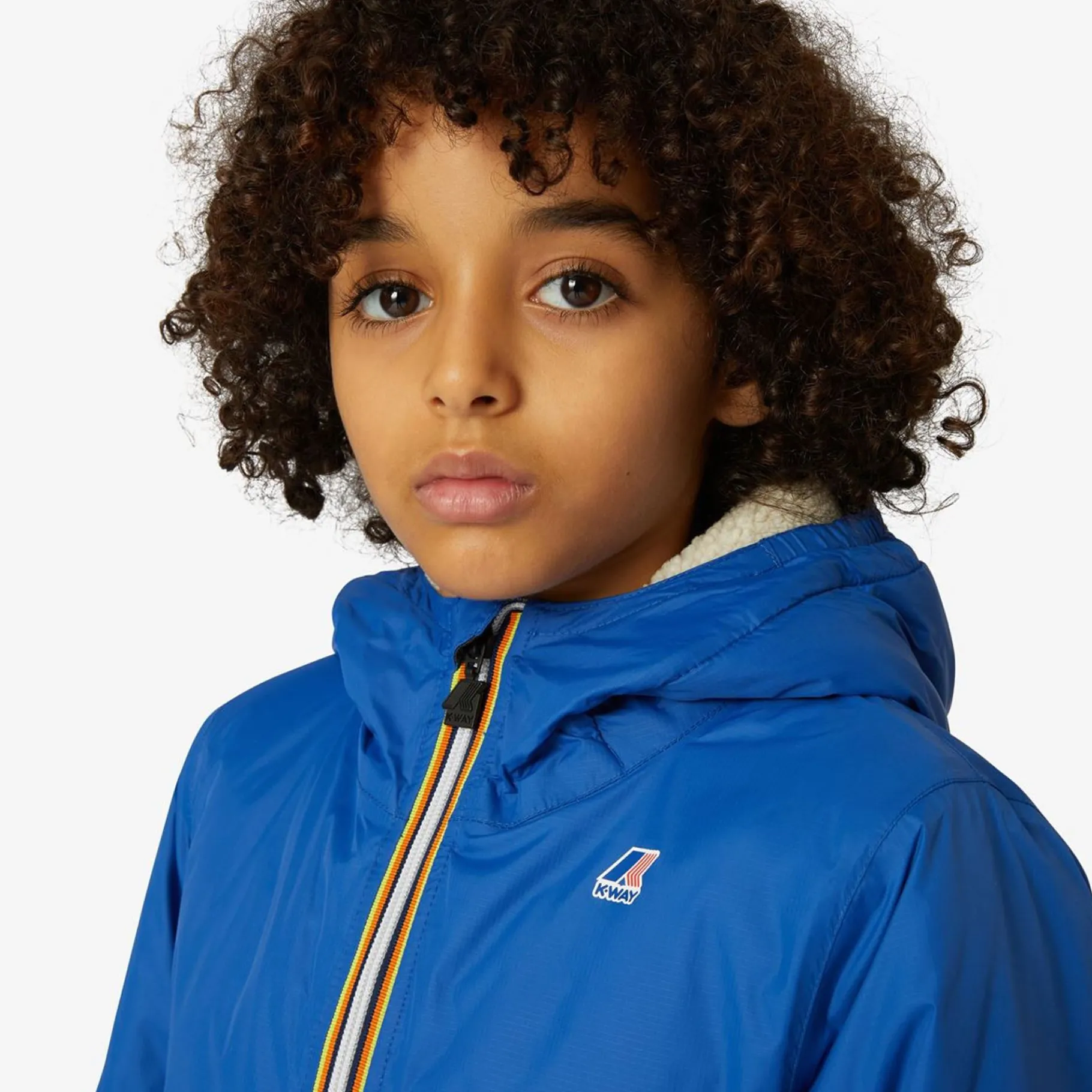 Vestes & Blousons>K-WAY Le Vrai 3.0 Claude Orsetto Kids Ecru - Blue Royal