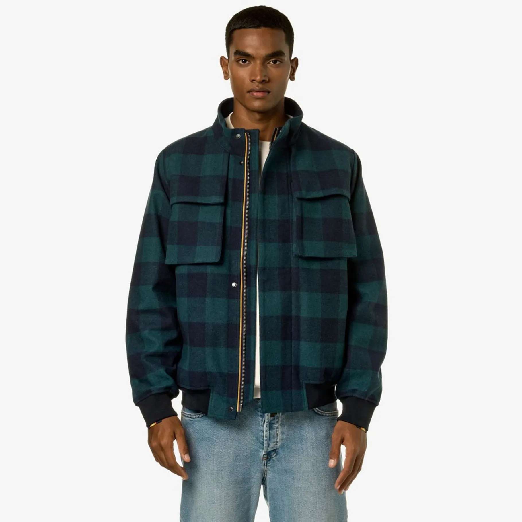 Vestes & Blousons>K-WAY Londel Check Wool 2L Green B Blue D