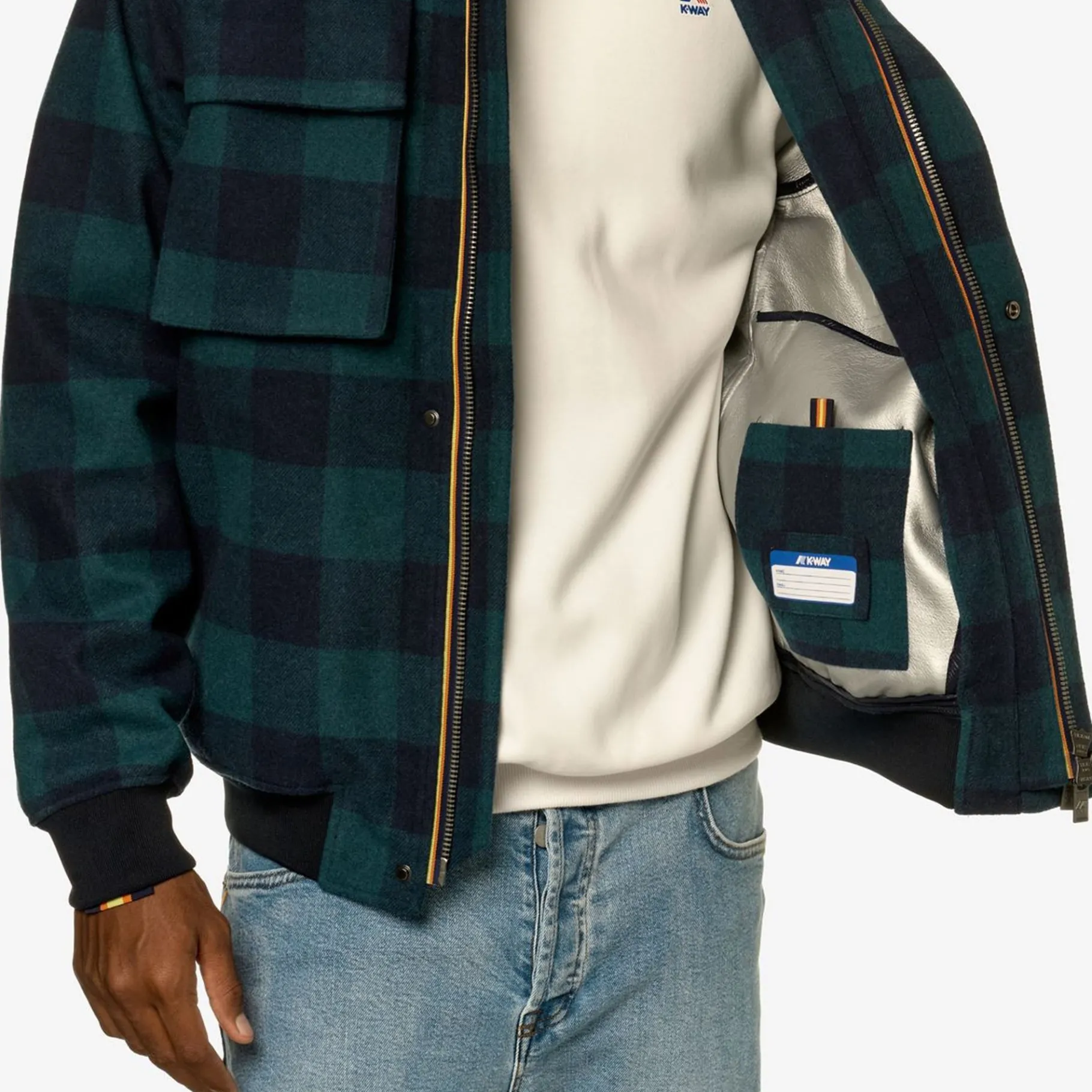 Vestes & Blousons>K-WAY Londel Check Wool 2L Green B Blue D