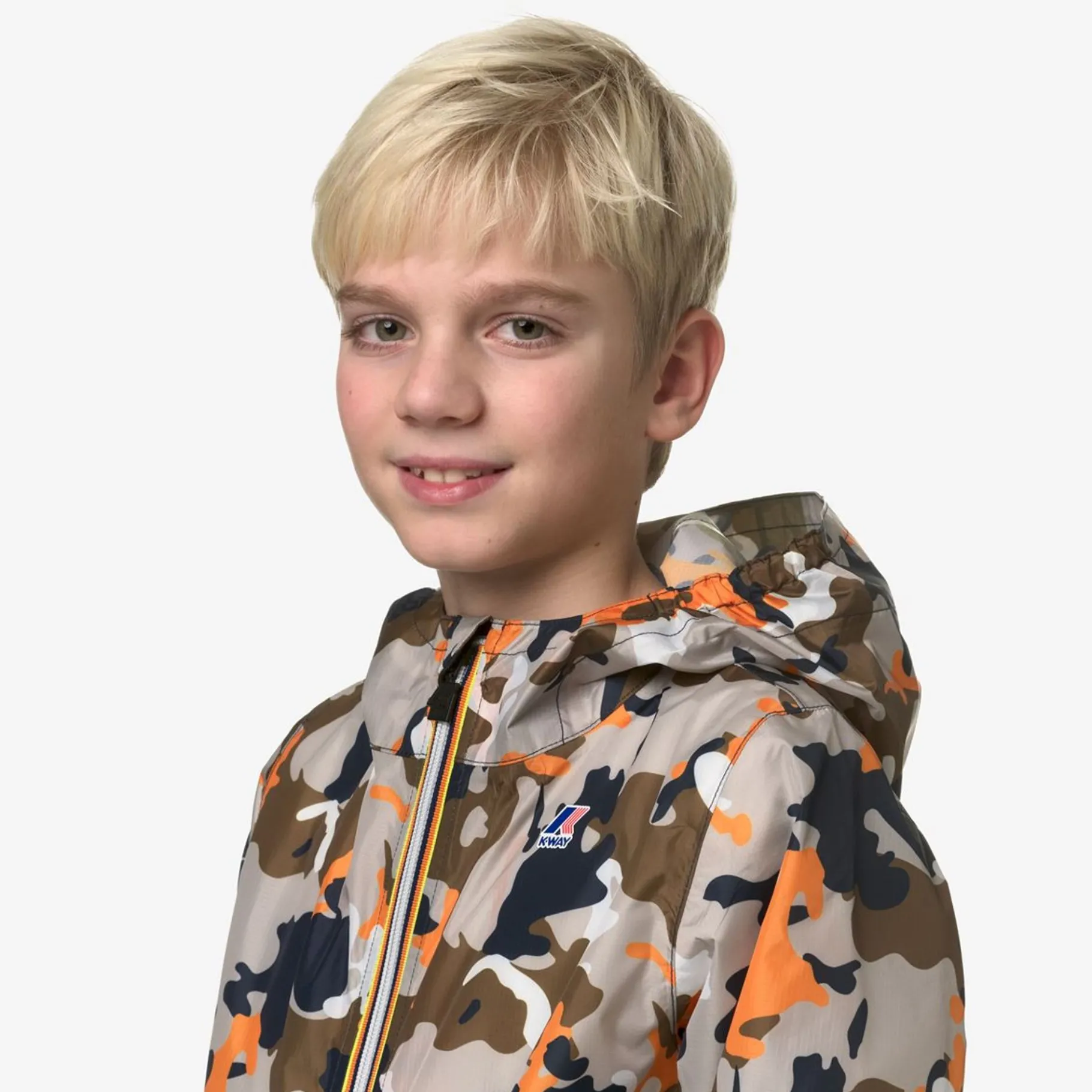 Vestes & Blousons>K-WAY P. Le Vrai 3.0 Claude Kid Camo Corda Orange Bl