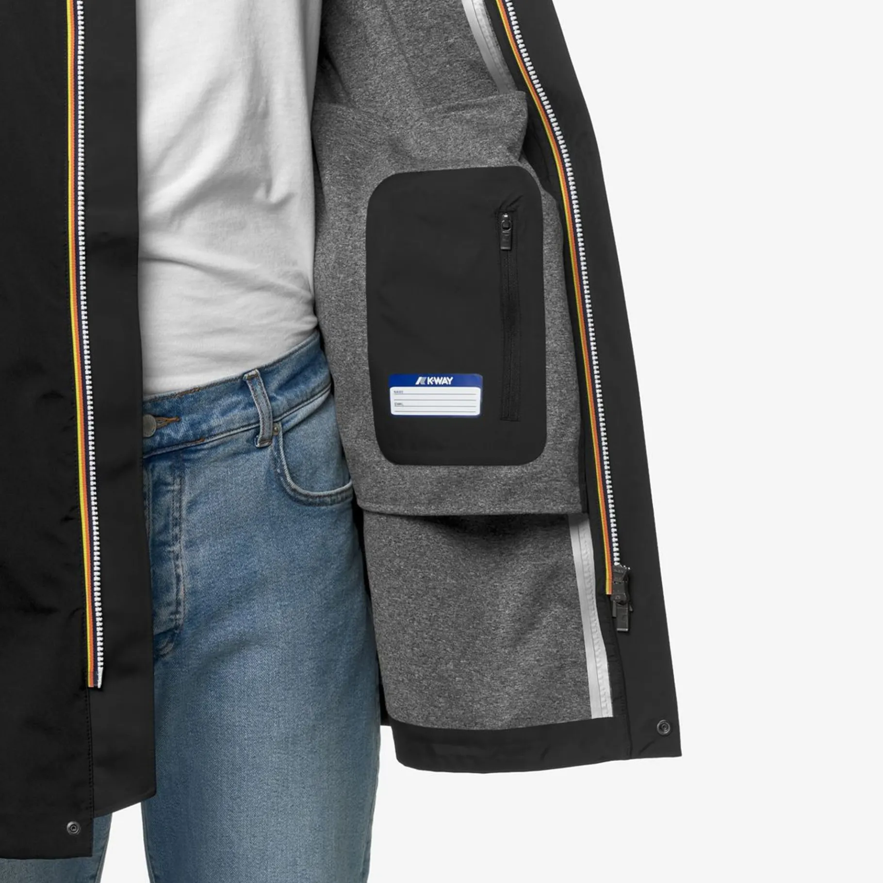 Trench & Parkas>K-WAY Tommy Bonded Jersey Black Pure