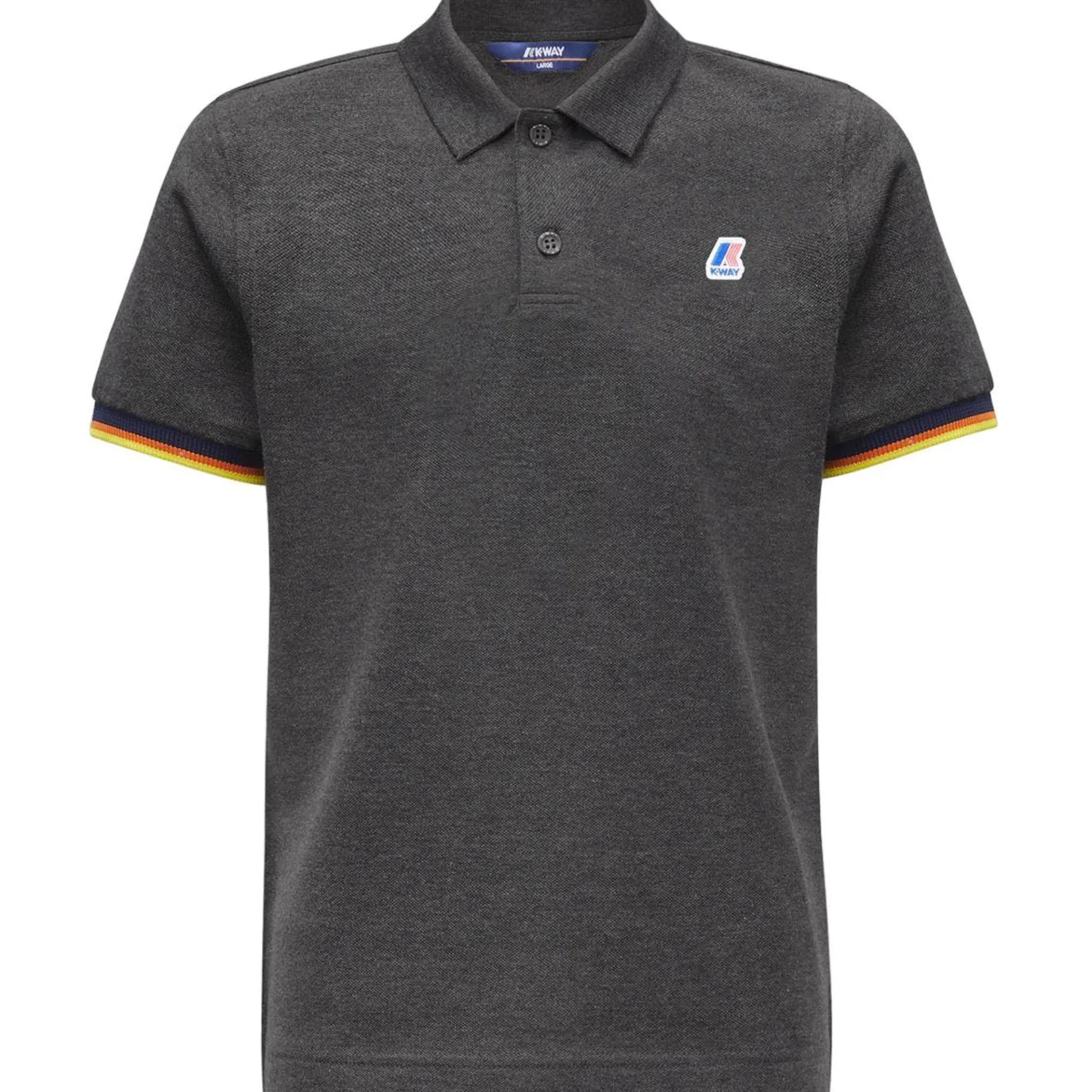 Polos & T-Shirts>K-WAY Vincent Contrast Polo Grey Md Melange