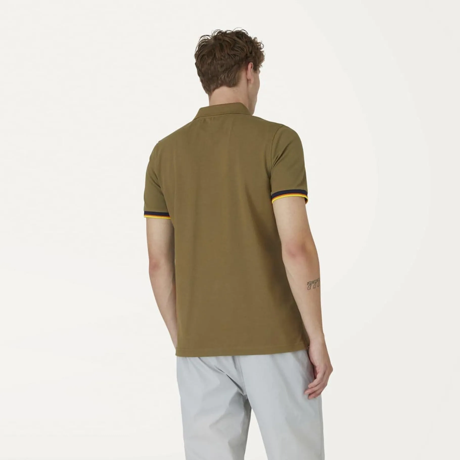 Polos & T-Shirts>K-WAY Vincent Contrast Polo Green Dk Olive