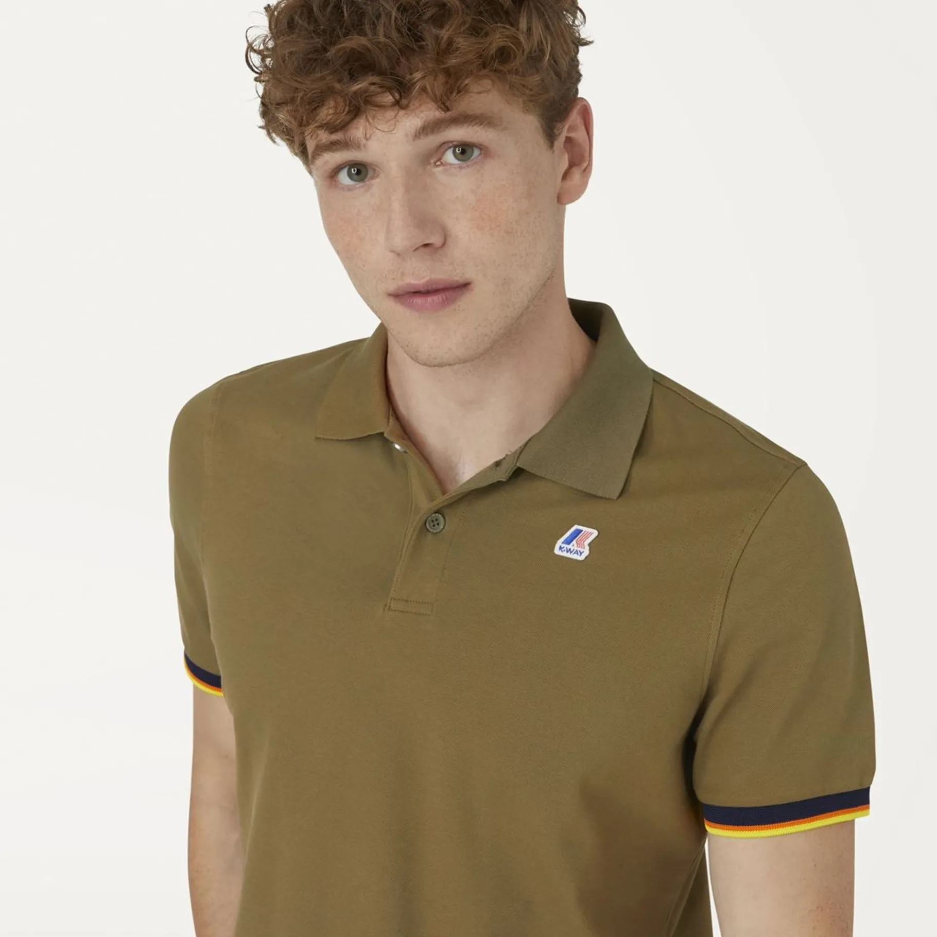 Polos & T-Shirts>K-WAY Vincent Contrast Polo Green Dk Olive